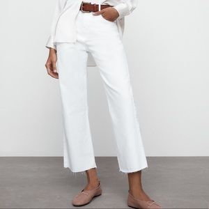 Zara high waisted straight leg white cutoff jeans